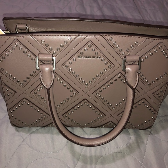 Diamond Grommet Leather Satchel - Picture 1 of 4